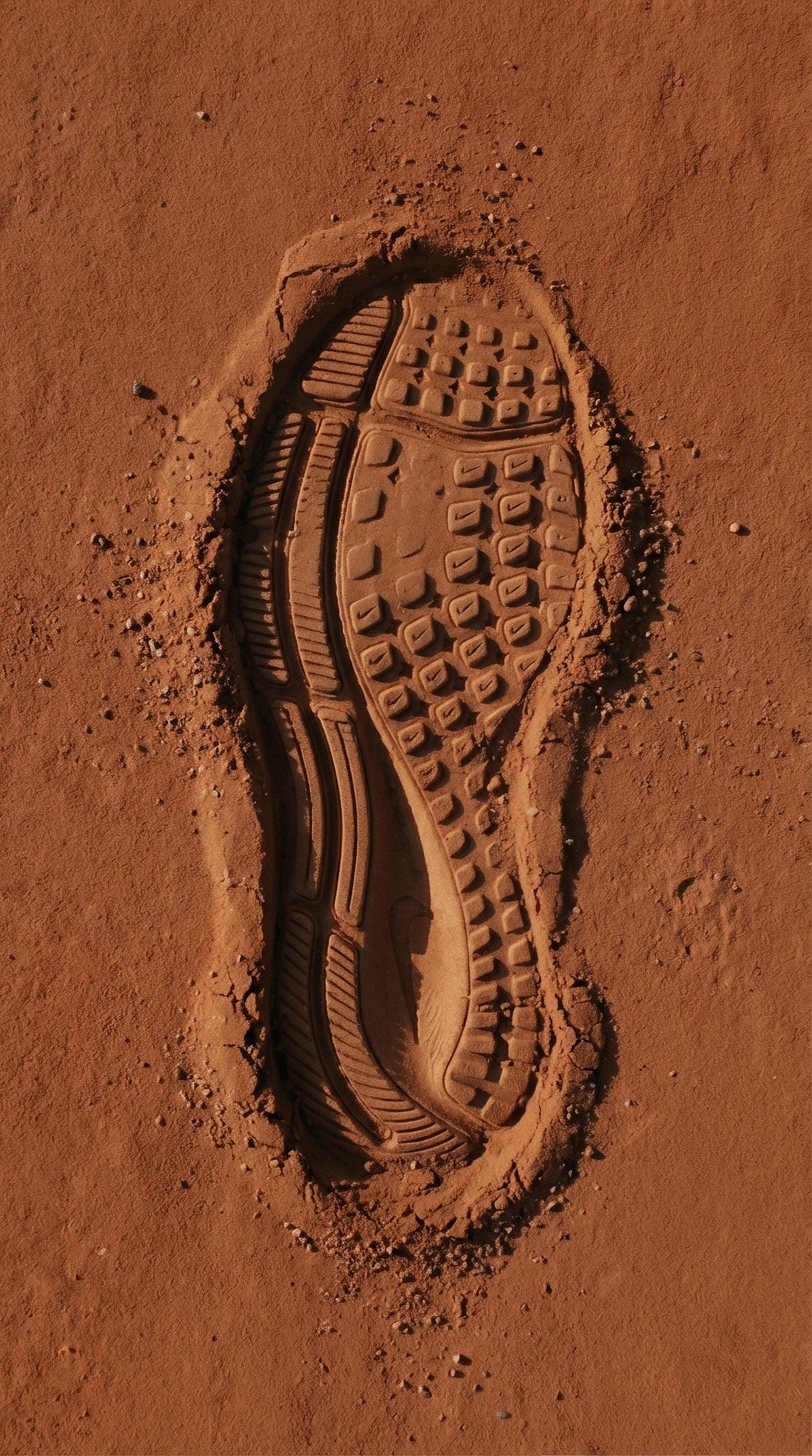 Shoe footprint in alien Martian soil