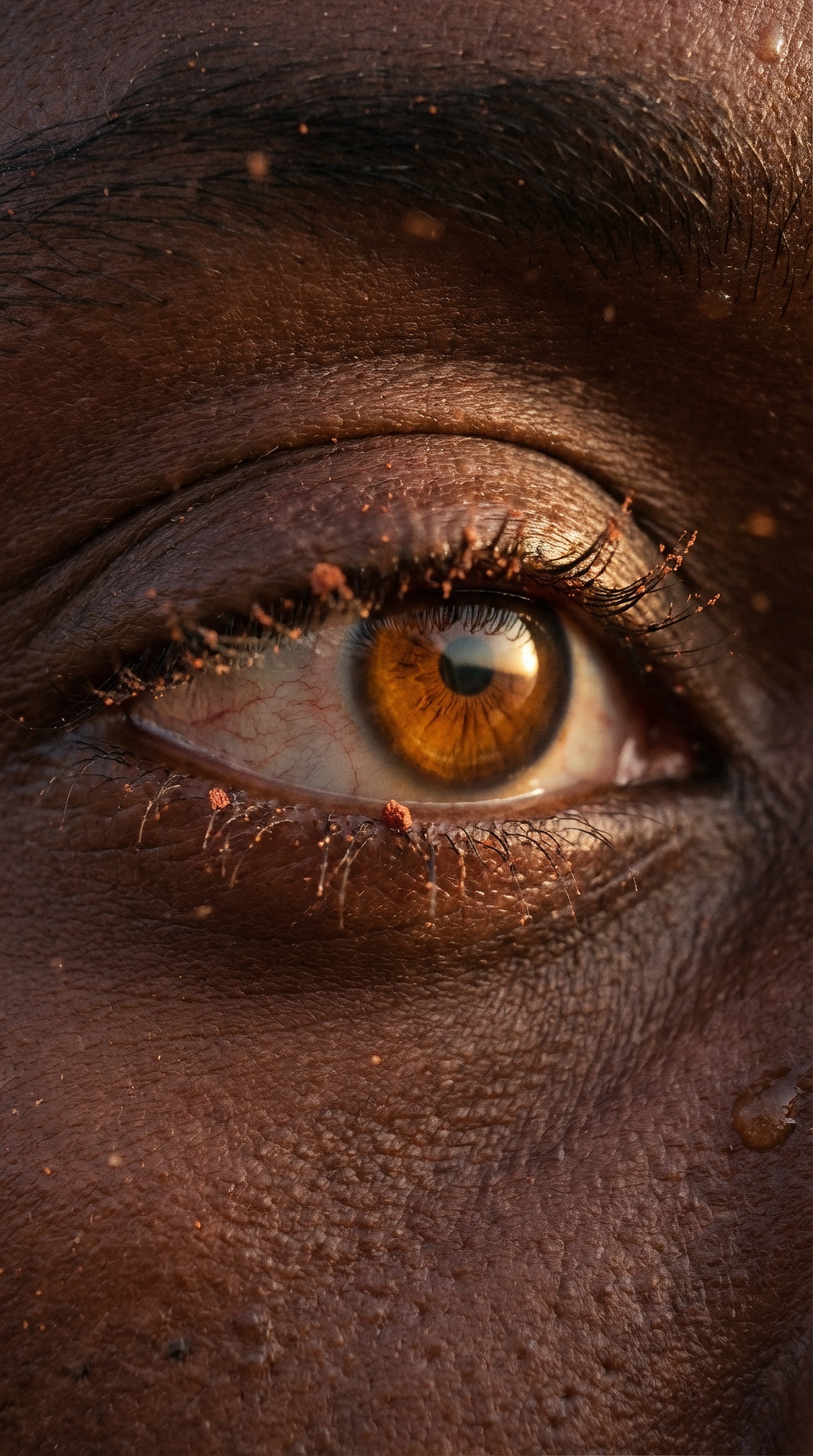 Macro eye with Mars dust particles