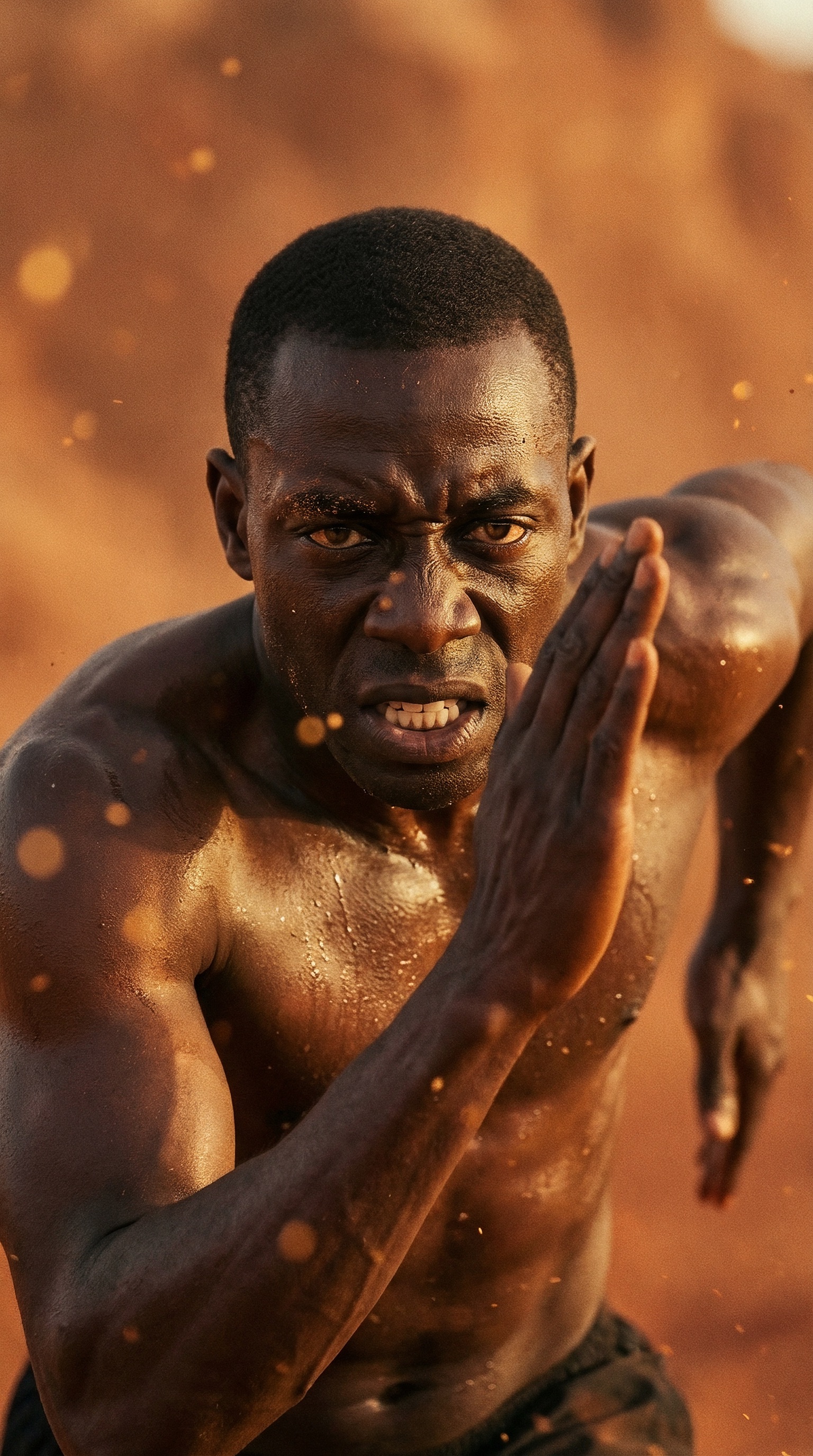 Man sprinting through Mars dust