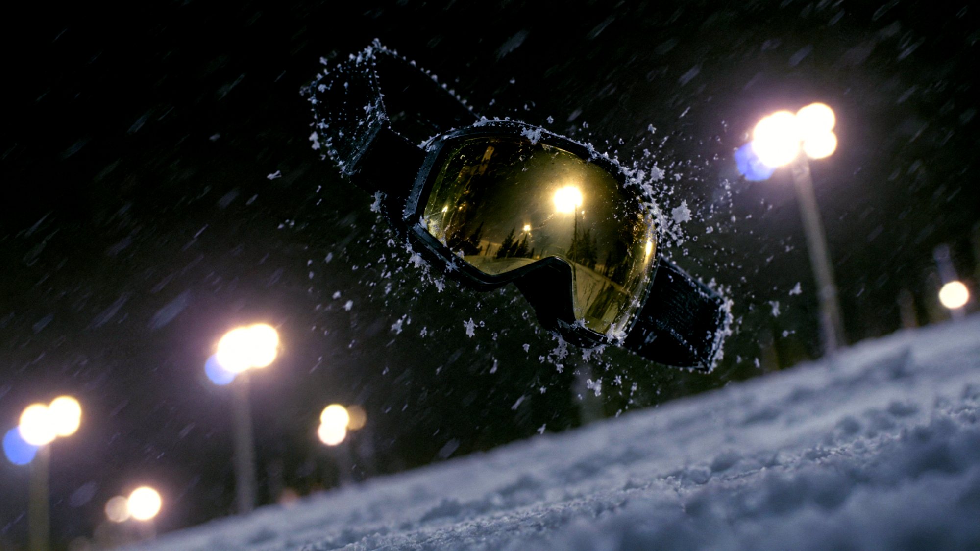The goggle tumbling through the air