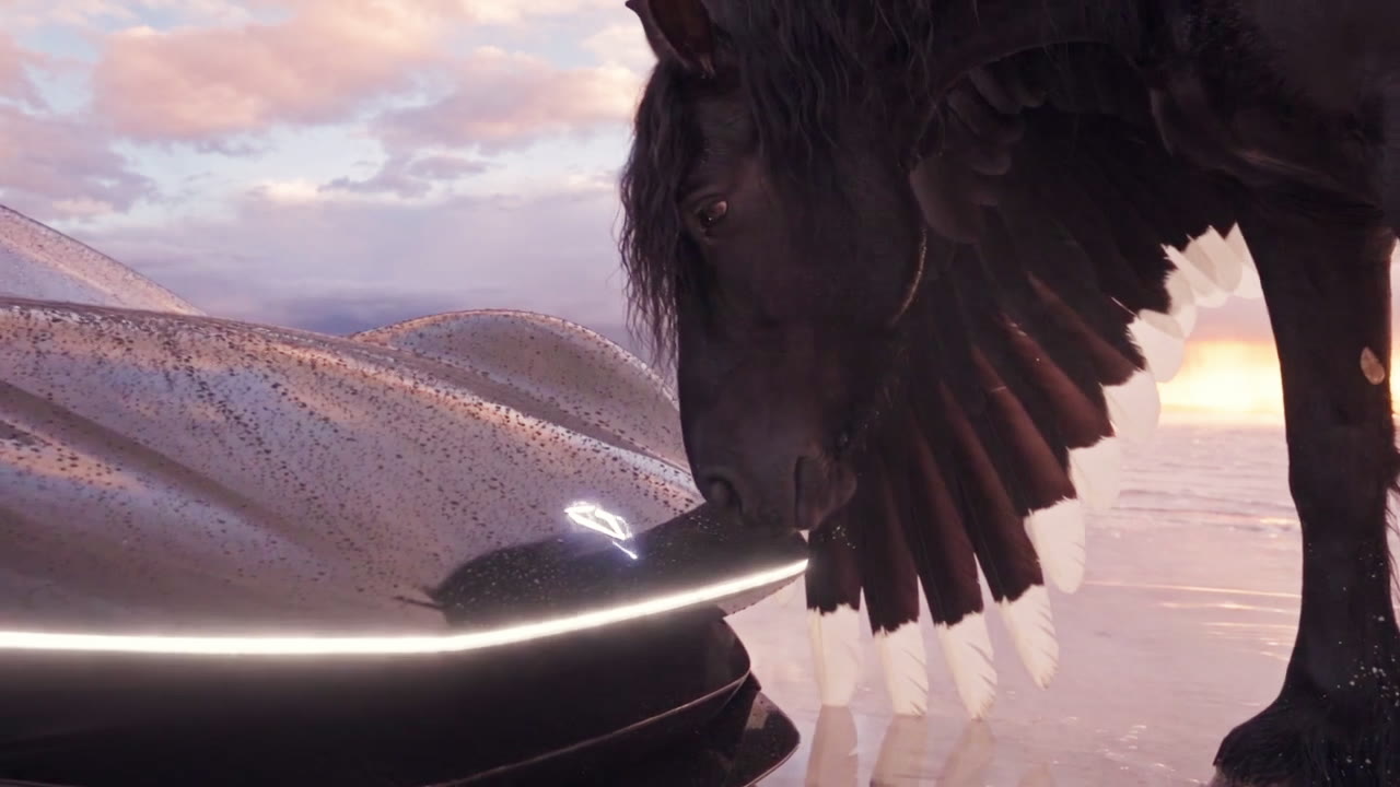 A wing tip meeting the car's light blade