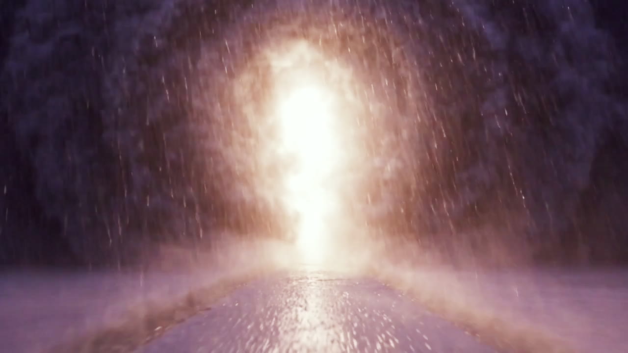A blinding breach of light opening in the storm