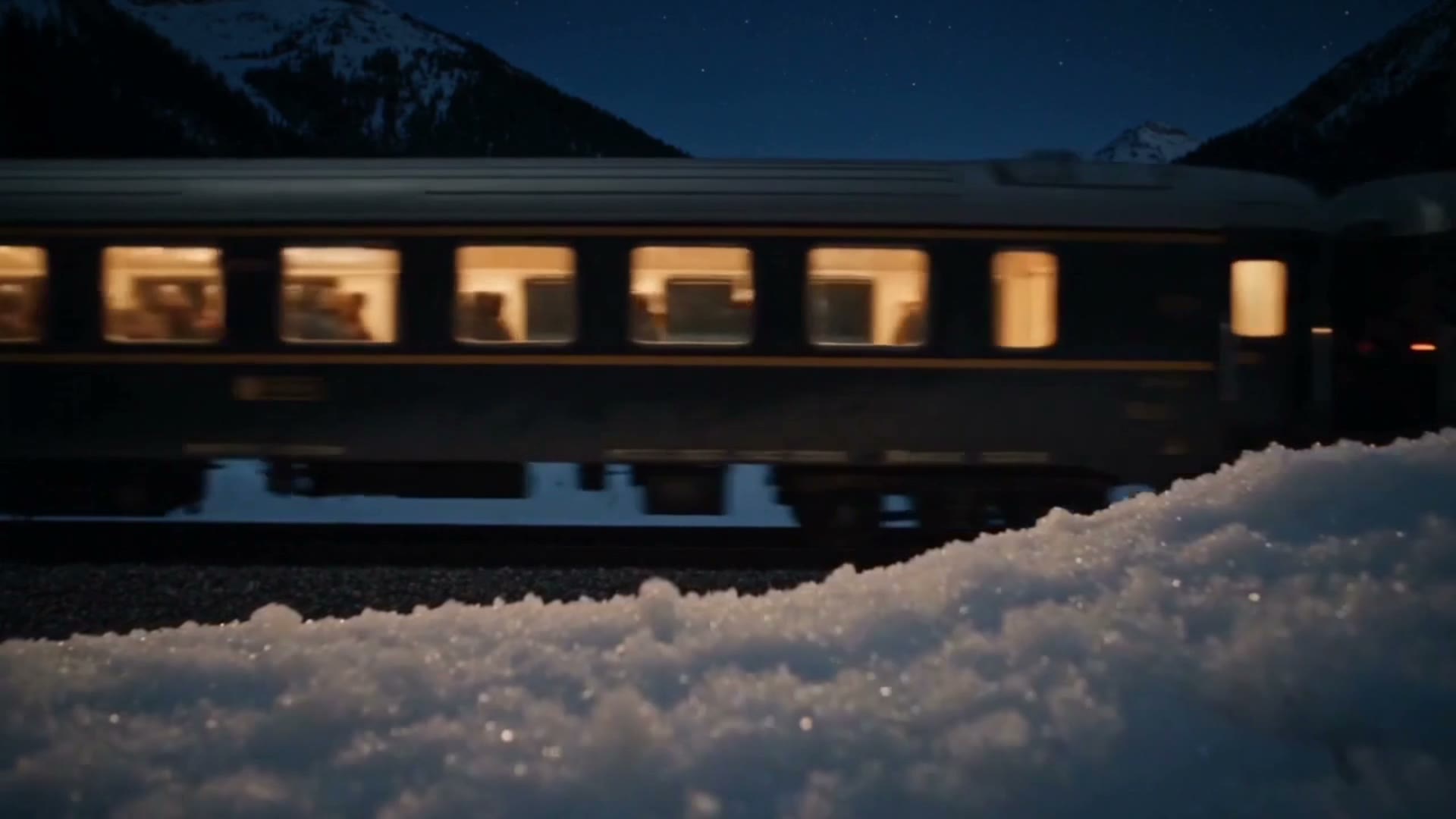A night train crossing the snowy Centovalli